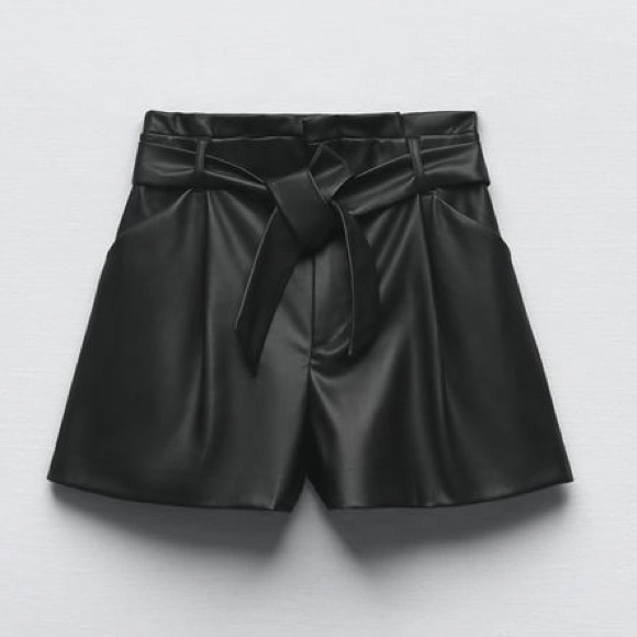 Zara Shorts Zara Belted Faux Leather Shorts Poshmark